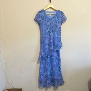 I.N. Studio Petite Blue Floral Maxi Dress